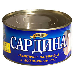 Сардина атлантическая натуральная Экватор 335 г 4820062448932