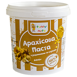 Арахісова паста Funny Nuts з родзинками та корицею 500 г (1313749301)
