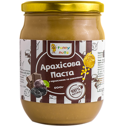 Арахісова паста Funny Nuts з чорносливом і шоколадом 500 г (1314589345)