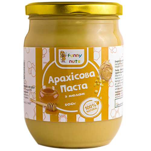 Арахісова паста Funny Nuts з медом 500 г (1314609579)