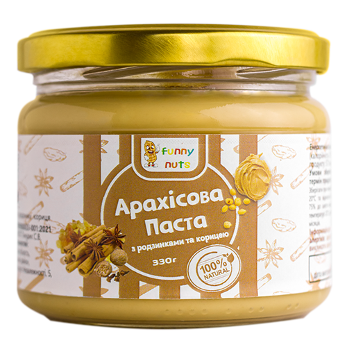 Арахісова паста Funny Nuts з родзинками та корицею 330 г (1316722179)