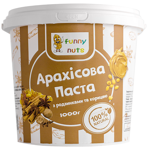 Арахісова паста Funny Nuts з родзинками та корицею 1000 г (1320087032)