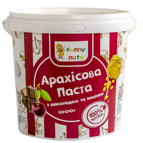Арахісова паста Funny Nuts з шоколадом і вишнею 1000 г (1320112878)