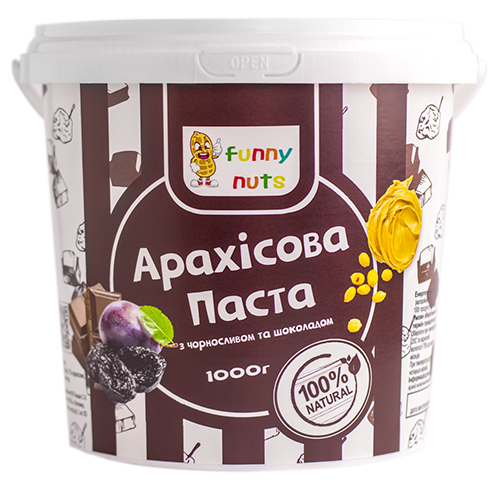 Арахісова паста Funny Nuts з чорносливом і шоколадом 1000 г (1320120016)
