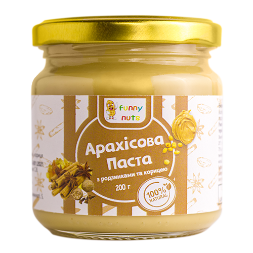 Арахісова паста Funny Nuts з родзинками та корицею 200 г (1486627681)