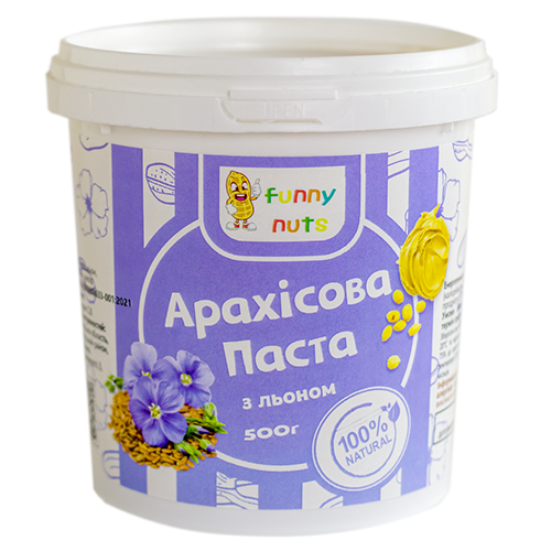Арахісова паста Funny Nuts з льоном 500 г (1696286381)