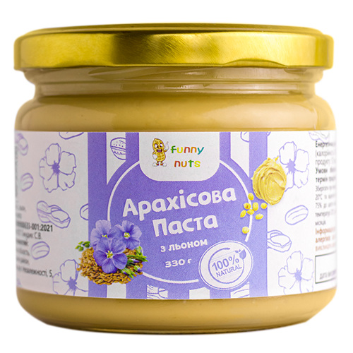 Арахісова паста Funny Nuts з льоном 330 г (1696397270)