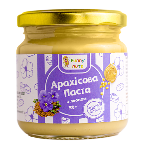 Арахісова паста Funny Nuts з льоном 200 г (1696405143)