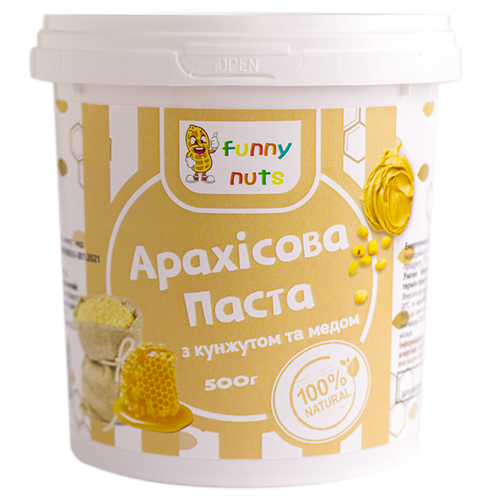 Арахісова паста Funny Nuts з кунжутом та медом 500 г (1696420219)