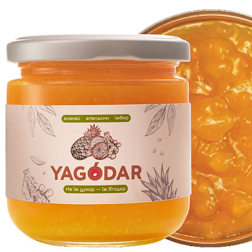 Джемы без сахара YAGODAR Ананас Апельсин Имбирь 4 шт (2183978432)