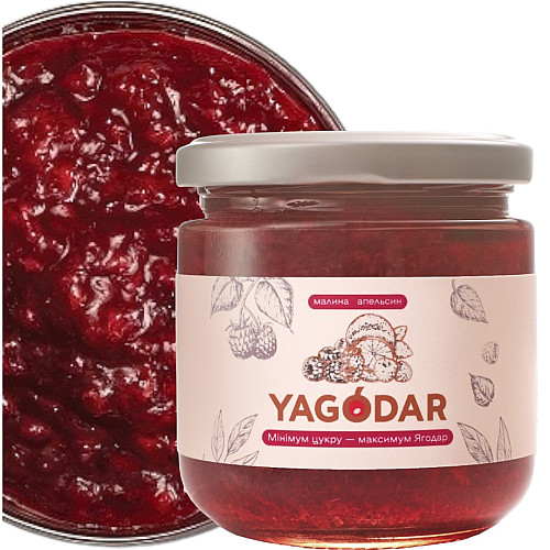 Джемы с низким содержанием сахара YAGODAR Малина с апельсином 4 шт (2184214756)