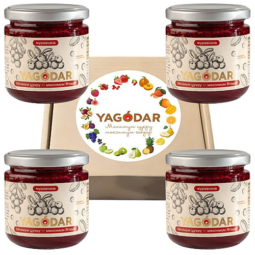 Джемы с низким содержанием сахара YAGODAR Клюква 4 шт (2184366733)