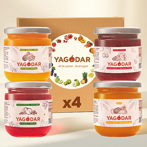Набор джемов YAGODAR Ассорти вкусов 4 шт (2190332274)