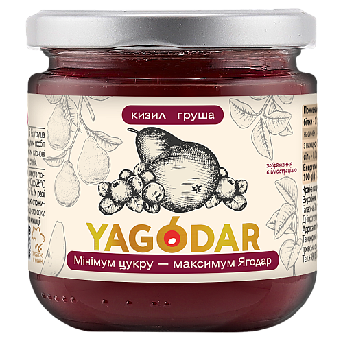 Джем с низким содержанием сахара YAGODAR Кизил и груша 210 г (2206916563)
