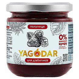 Джем для диабетиков на пектине YAGODAR Клубника 210 г (2333380380)