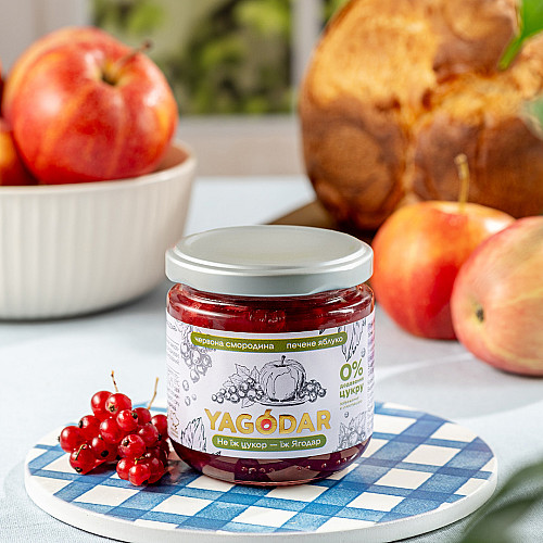 Джем без сахара YAGODAR Печеное яблоко с красной смородиной 210 г (2344975536)