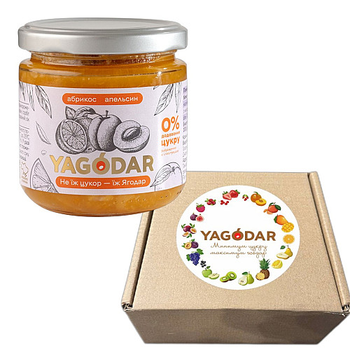 Набор джемов без сахара YAGODAR Абрикос с апельсином 12 шт (2344975543)