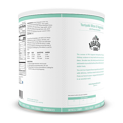 Рис теріякі з овочами та шматочками яловичини Augason Farms 14 порцій (101115)