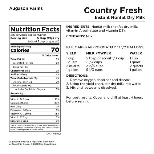 Молоко сублимоване Augason Farms 216 порцій (101108)
