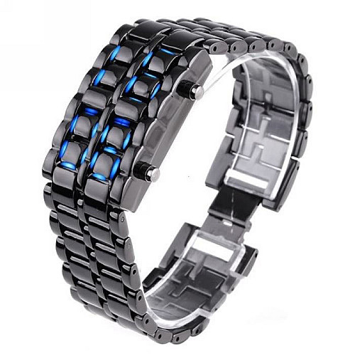 Часи-брелок Led Watch Iron Samurai, Чорний з синіми світлодіодами ( IBW012BZ )