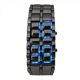 Часи-брелок Led Watch Iron Samurai, Чорний з синіми світлодіодами ( IBW012BZ )