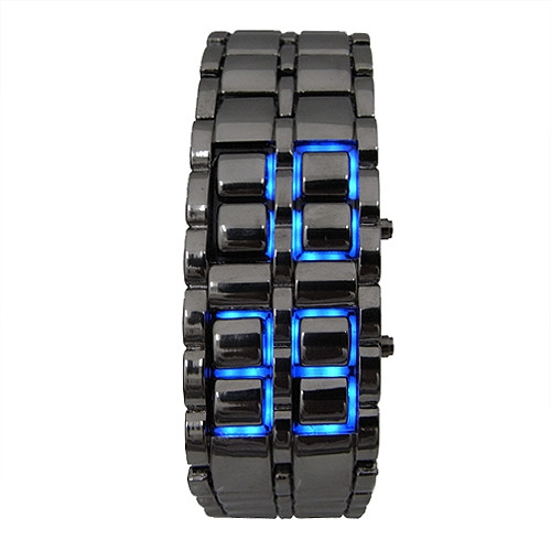Часи-брелок Led Watch Iron Samurai, Чорний з синіми світлодіодами ( IBW012BZ )