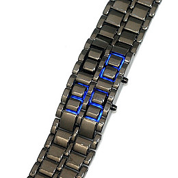 Часи-брелок Led Watch Iron Samurai, Чорний з синіми світлодіодами ( IBW012BZ )
