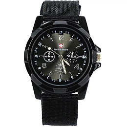 Чоловічі наручні годинники Swiss Army Watch Армійські кварцеві Чорні