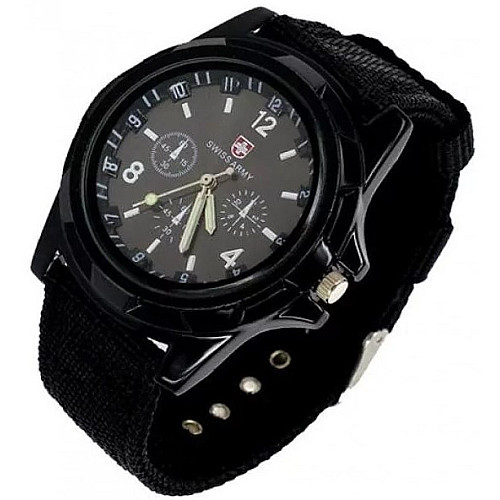 Мужские наручные часы Swiss Army Watch Армейские кварцевые Черные