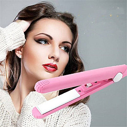 Випрямляч щипці Straightener Style Mini для укладки волосся та створення об'єму Рожевий