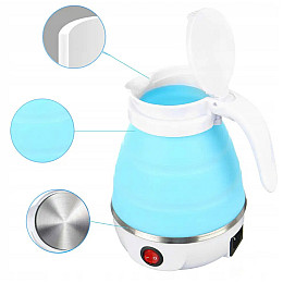Дорожній чайник силіконовий складаний дисковий 0,6л 600вт 220в Travel Folding Electric Kettle YS-2008