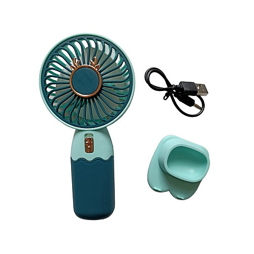 Вентилятор ручной аккумуляторный Mini Fan ZB088C USB Сине-бирюзовый