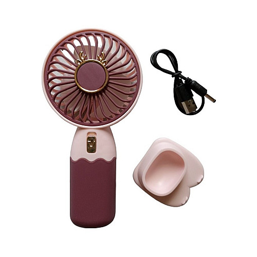 Вентилятор ручной аккумуляторный Mini Fan ZB088C USB Бордово-розовый
