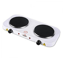 Плита електрична настільна біла Stenson 0014ME (2 конфорки, диск)