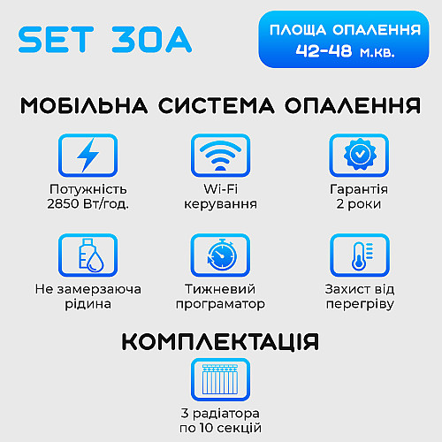 Умная мобильная система отопления электрическая ELECTRO SET 30A WI-FI 2850 Вт