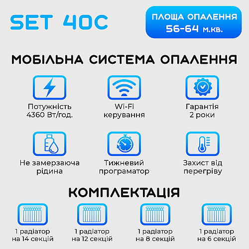 Умная мобильная система отопления электрическая ELECTRO SET 40С WI-FI 4360 Вт