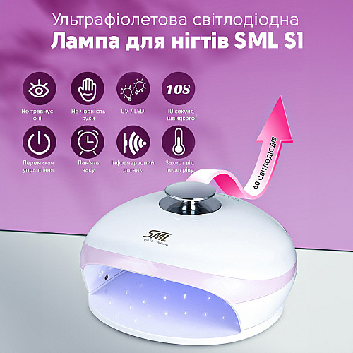Лампа для манікюру SML S1 180 Вт 60led Рожево-білий