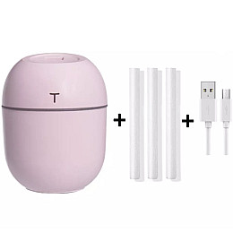 Ультразвуковий міні-увлажнювач повітря OEM HUMIDIFIER з дифузором USB 10х7х5 см 220 мл Рожевий (HT0002)