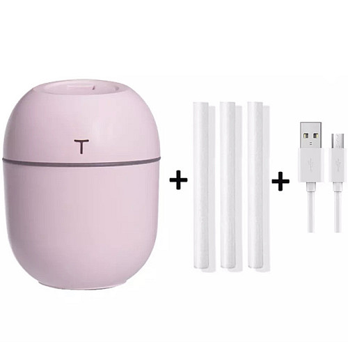 Ультразвуковий міні-увлажнювач повітря OEM HUMIDIFIER з дифузором USB 10х7х5 см 220 мл Рожевий (HT0002)