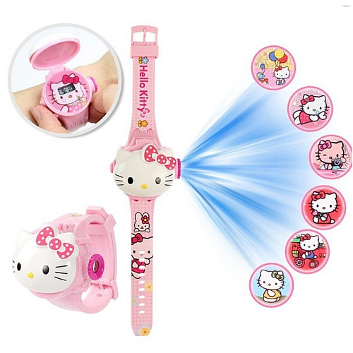 Детские наручные часы проекционные Takara Tomy Hello Kitty Розовый (484492649)