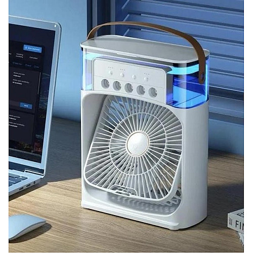Настільний вентилятор No Brand з зволожувачем повітря Air Cooler Fan з USB та LED підсвіткою 21x26x9 см Білий (2104618501)