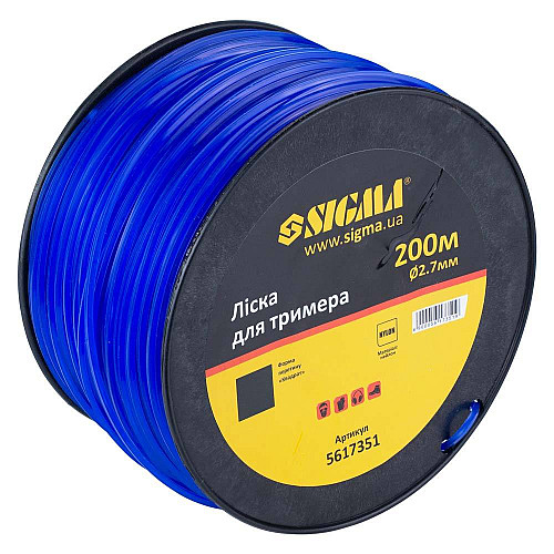 Леска Sigma для триммера квадрат Ø2.7мм 200м катушка (5617351)
