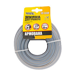 Леска для триммера MASTERTOOL армированная 4.00 мм 15 м "квадрат" 19-1340