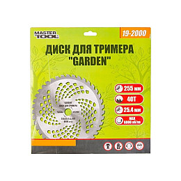 Диск для триммера MASTERTOOL "GARDEN" 255х25.4х40Т с победитовой напайкой 19-2000