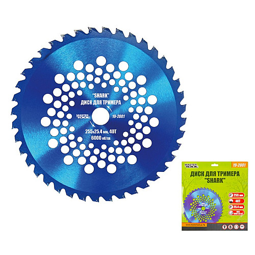 Диск для триммера MASTERTOOL "SHARK" 255х25.4х40Т з побідитовою напайкою 19-2001