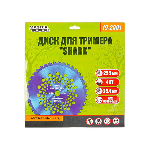 Диск для триммера MASTERTOOL "SHARK" 255х25.4х40Т з побідитовою напайкою 19-2001