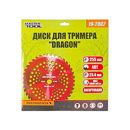 Диск для триммера MASTERTOOL "DRAGON" 255х25.4х40Т с победитовой напайкой закаленный 19-2002