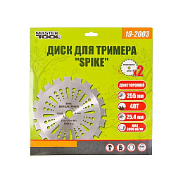 Диск для триммера MASTERTOOL "SPIKE" 255х25.4х40Т с победитовой напайкой 19-2003