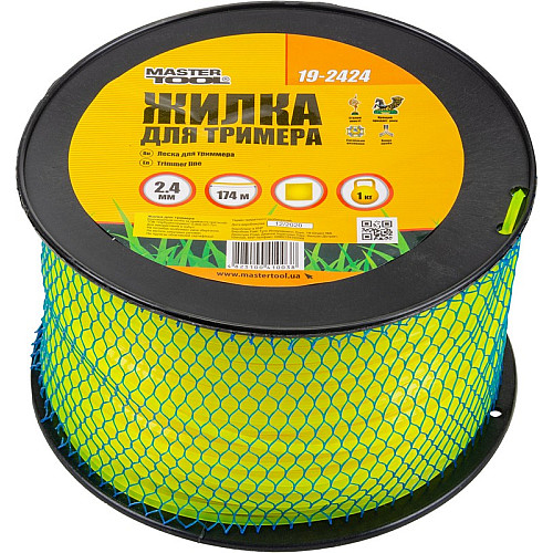 Леска для триммера MASTERTOOL 2.40 мм 174 м 1 кг "квадрат" 19-2424