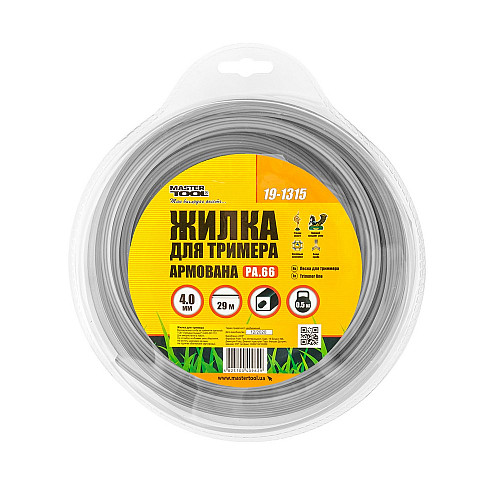 Леска для триммера MASTERTOOL GM Квадрат армированный 4 мм 29 м (19-1315)